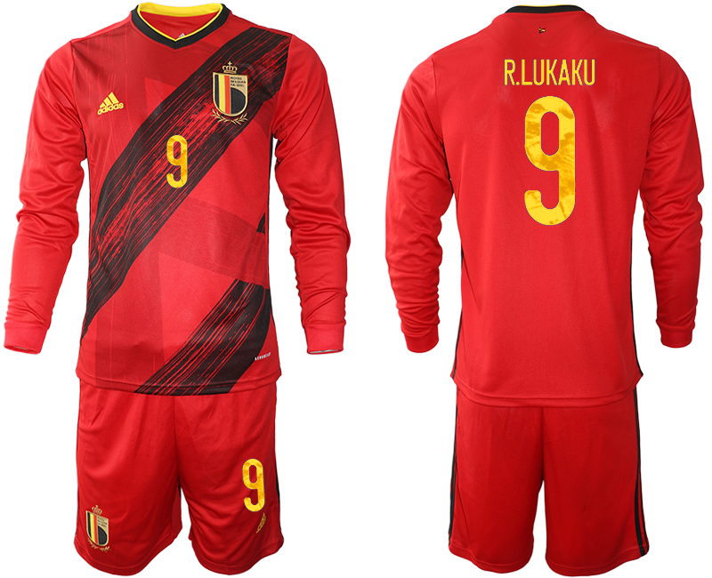 Cheap Men 2021 European Cup Belgium home Long sleeve 9 soccer jerseys